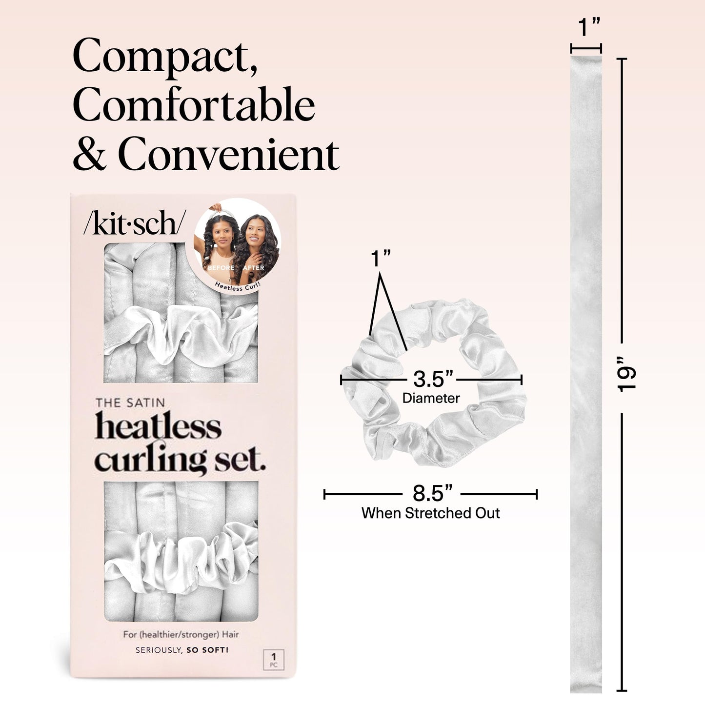 Kitsch Heatless Curling Set - Overnight Curls with Satin Hair Curler & Scrunchies