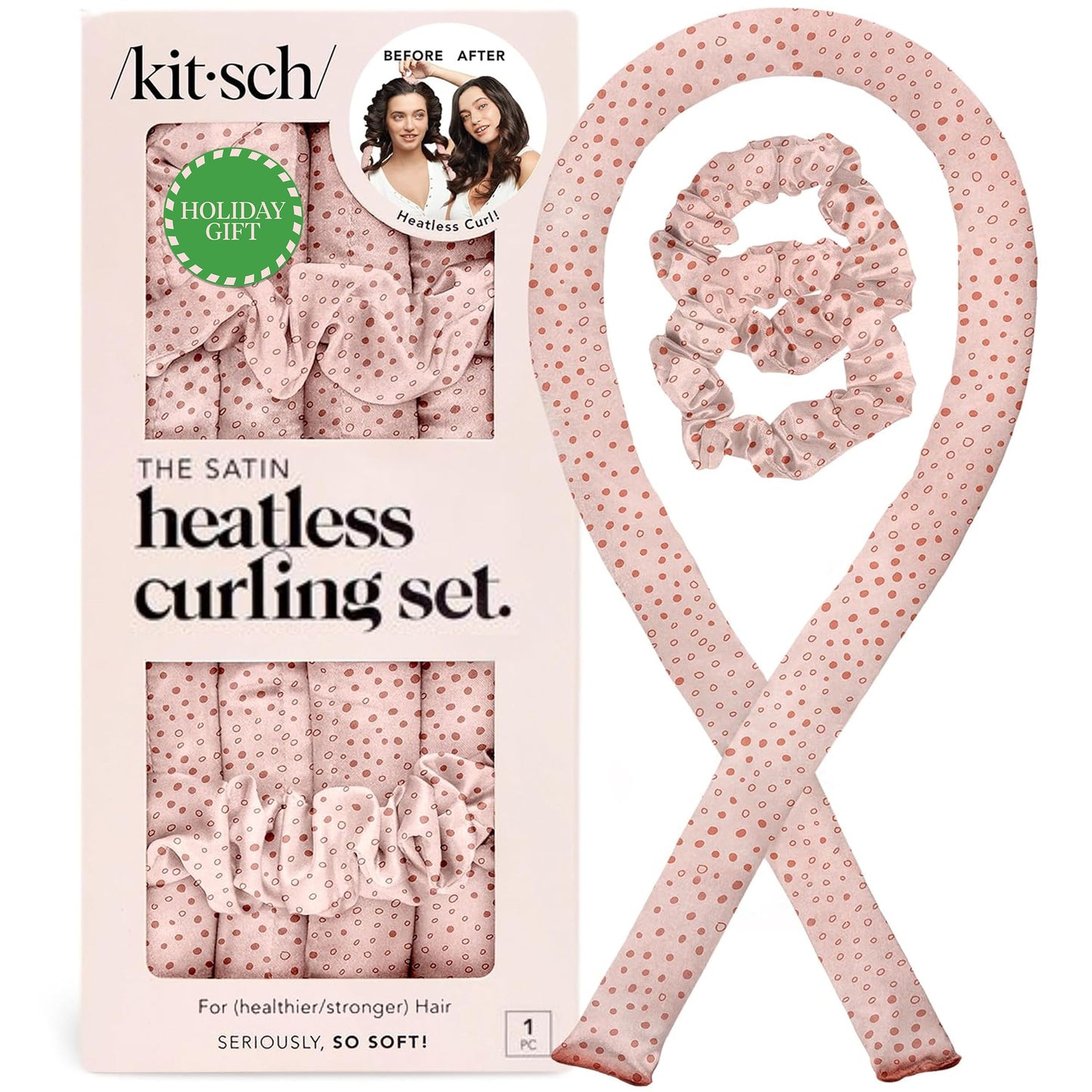 Kitsch Heatless Curling Set - Overnight Curls with Satin Hair Curler & Scrunchies