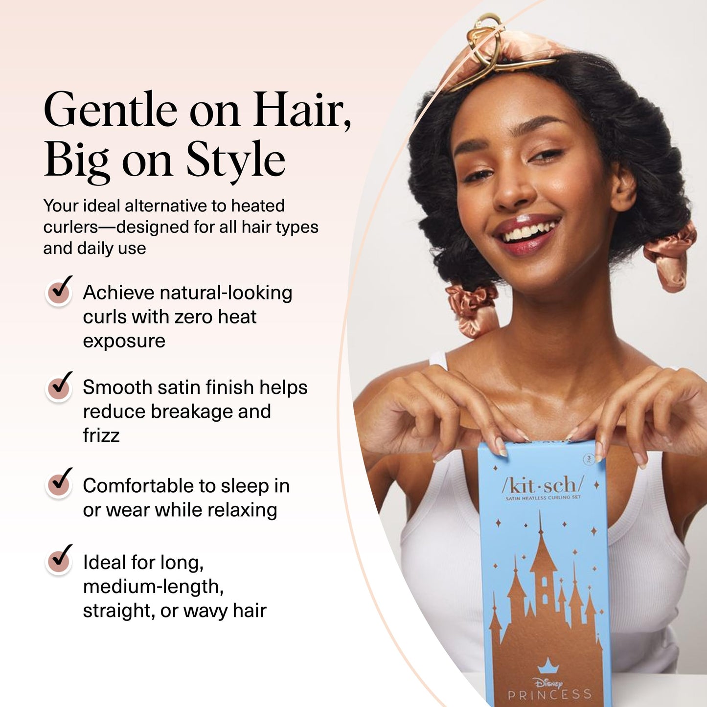 Kitsch Heatless Curling Set - Overnight Curls with Satin Hair Curler & Scrunchies