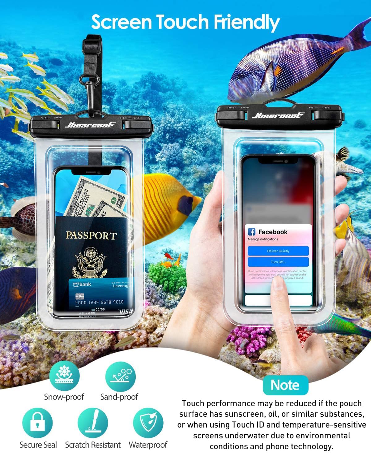Waterproof Phone Pouch 2-Pack - IPX8 Dry Bag for iPhone & Android (8.3")