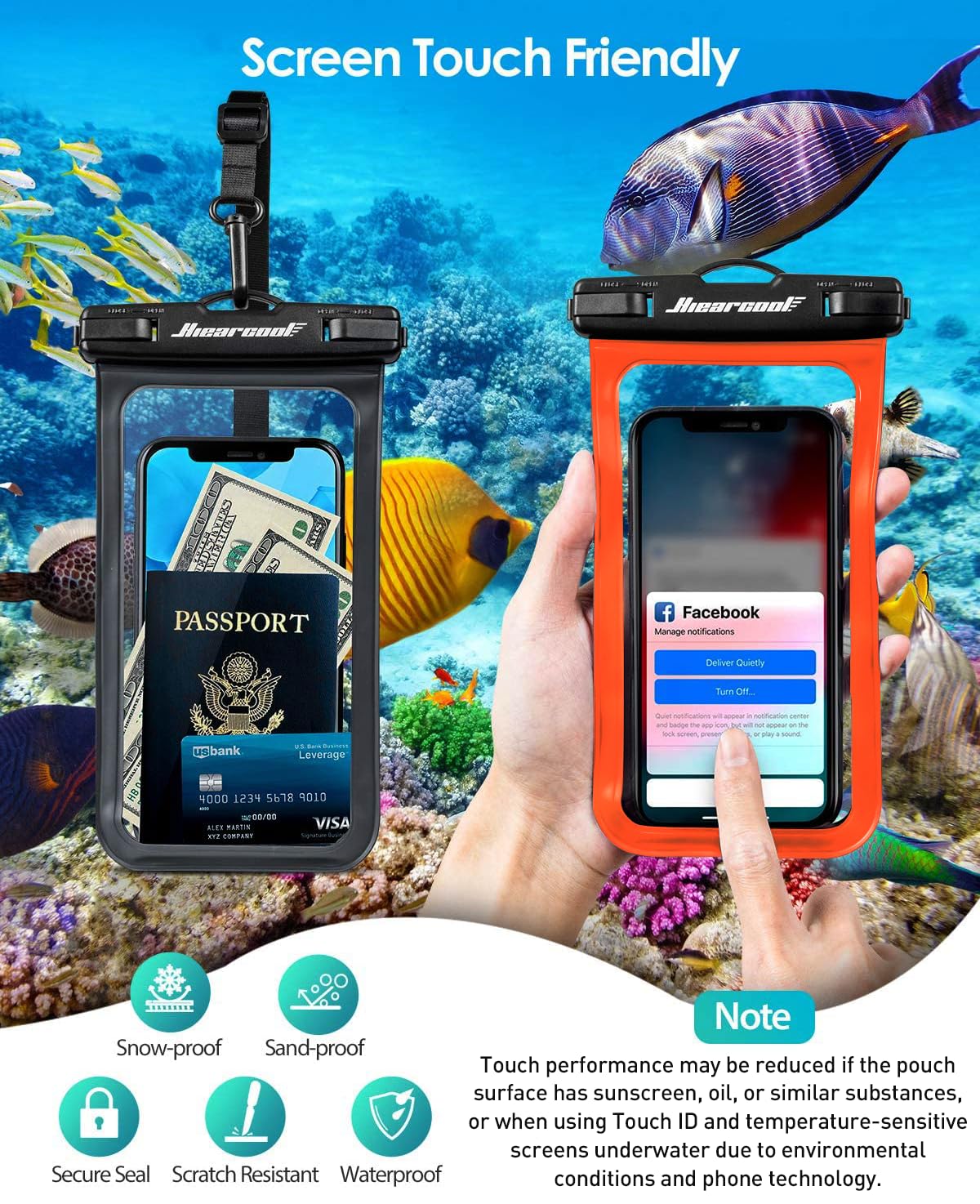 Waterproof Phone Pouch 2-Pack - IPX8 Dry Bag for iPhone & Android (8.3")