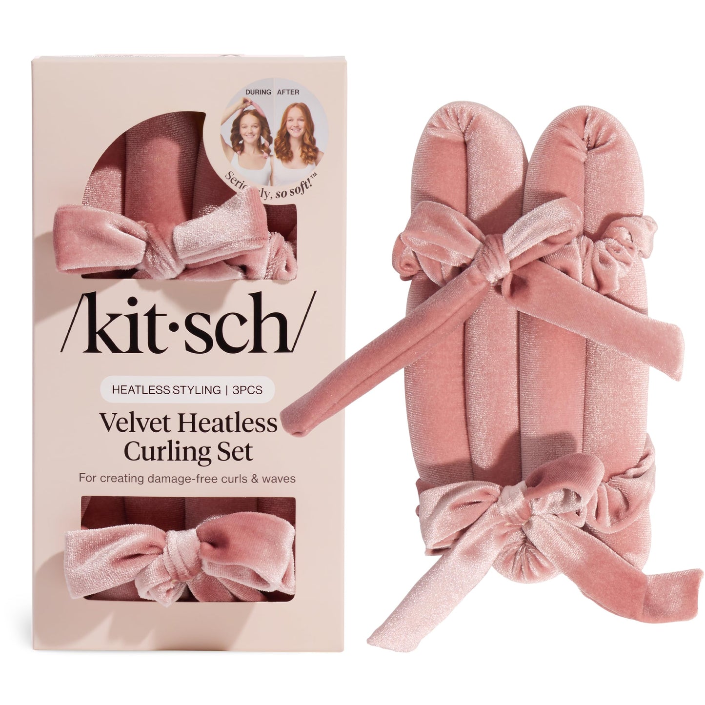 Kitsch Heatless Curling Set - Overnight Curls with Satin Hair Curler & Scrunchies