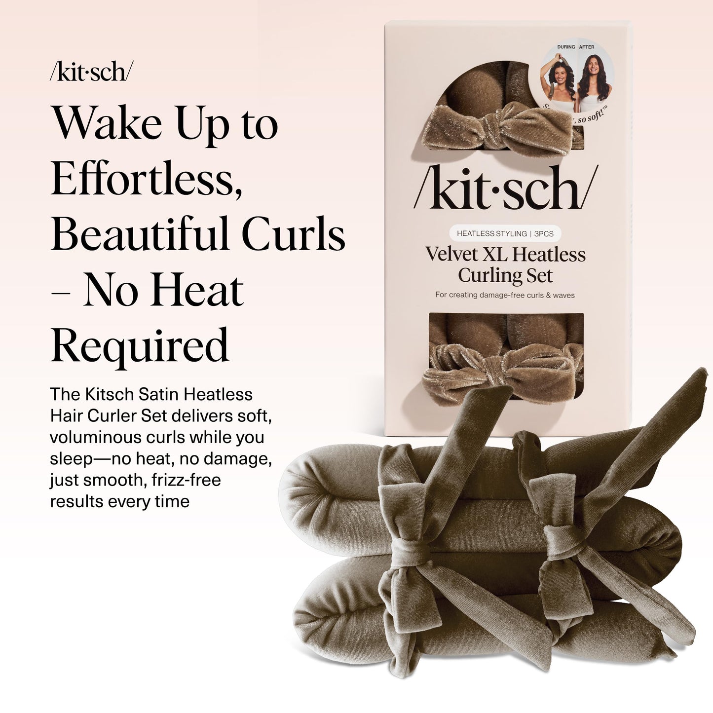 Kitsch Heatless Curling Set - Overnight Curls with Satin Hair Curler & Scrunchies