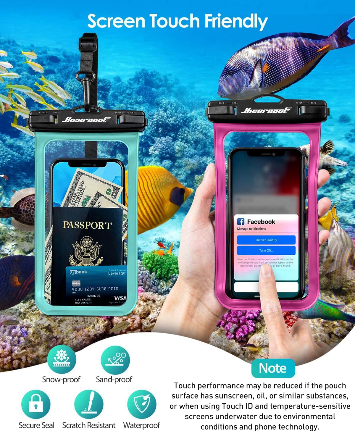 Waterproof Phone Pouch 2-Pack - IPX8 Dry Bag for iPhone & Android (8.3")