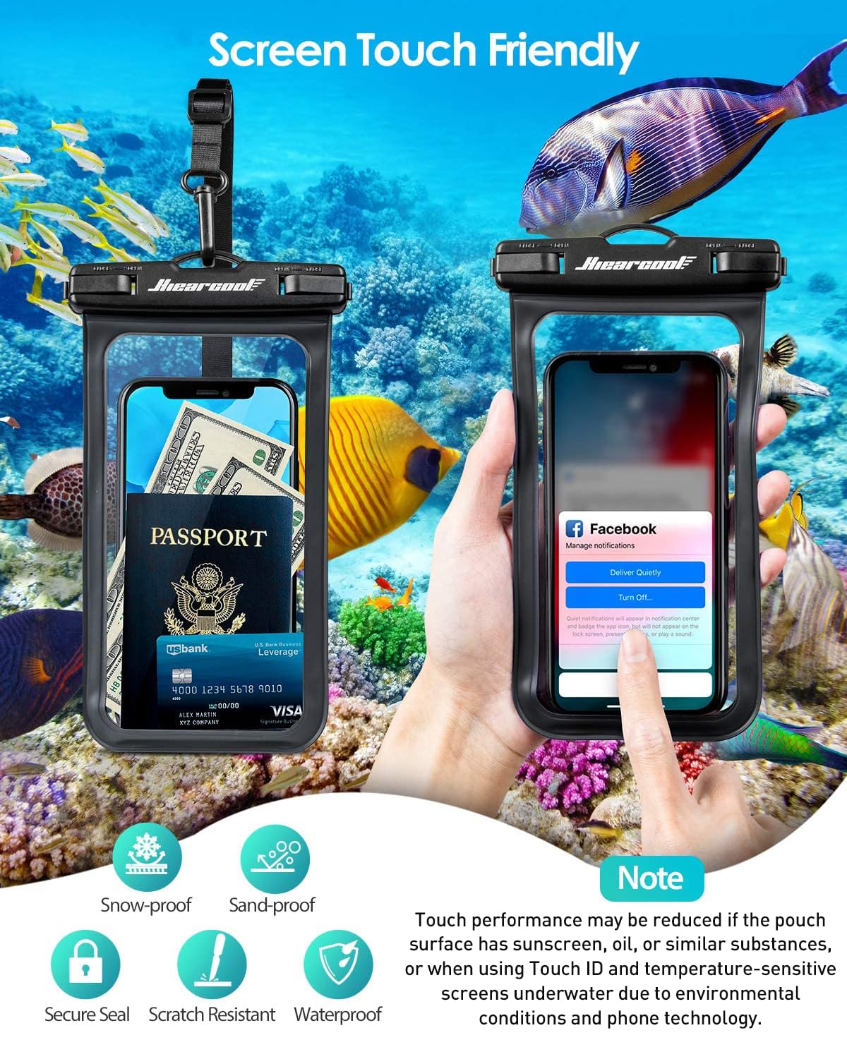 Waterproof Phone Pouch 2-Pack - IPX8 Dry Bag for iPhone & Android (8.3")