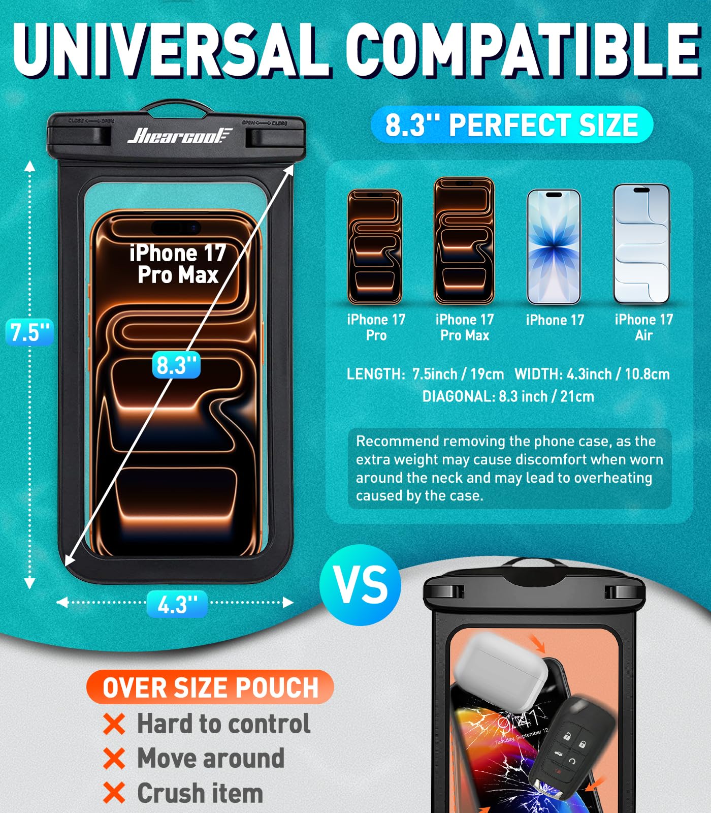 Waterproof Phone Pouch 2-Pack - IPX8 Dry Bag for iPhone & Android (8.3")