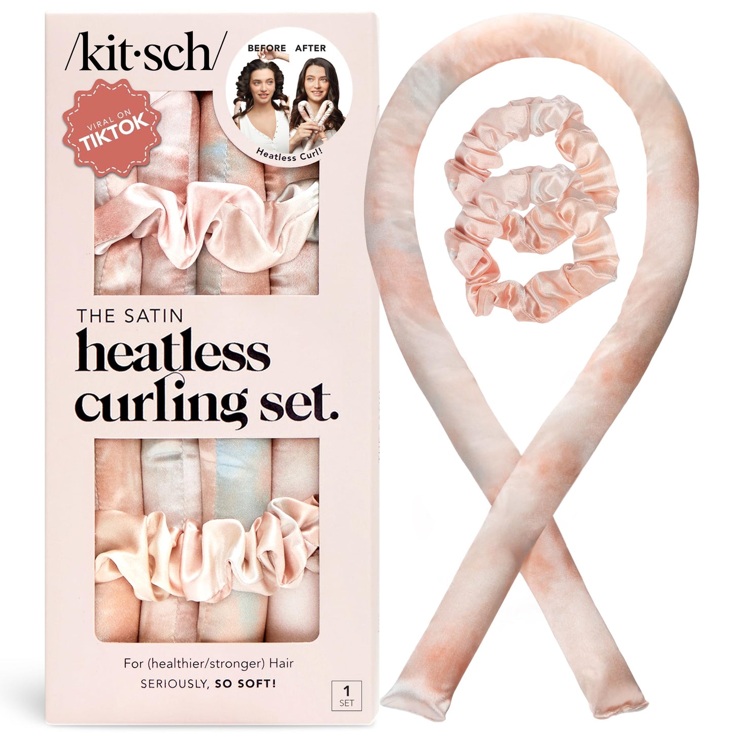 Kitsch Heatless Curling Set - Overnight Curls with Satin Hair Curler & Scrunchies