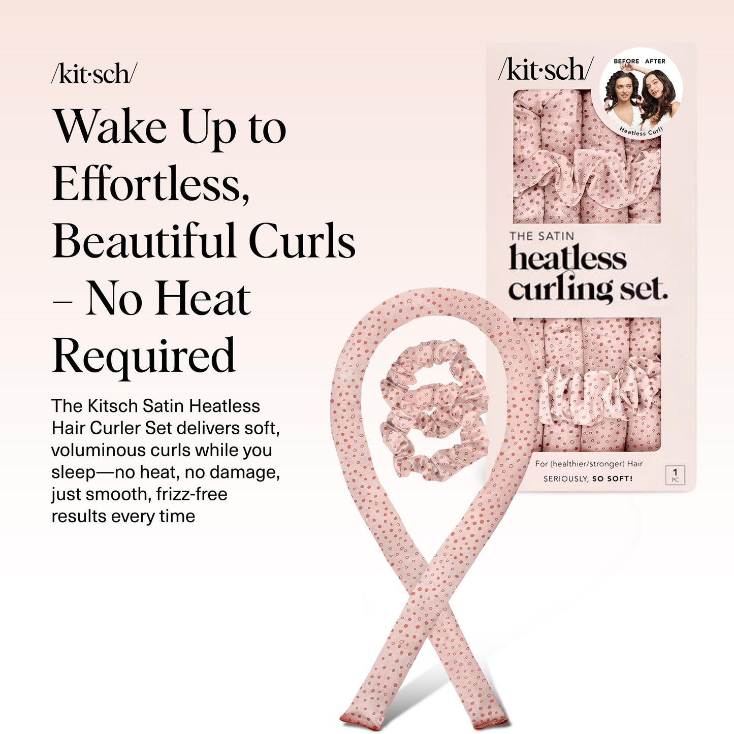 Kitsch Heatless Curling Set - Overnight Curls with Satin Hair Curler & Scrunchies