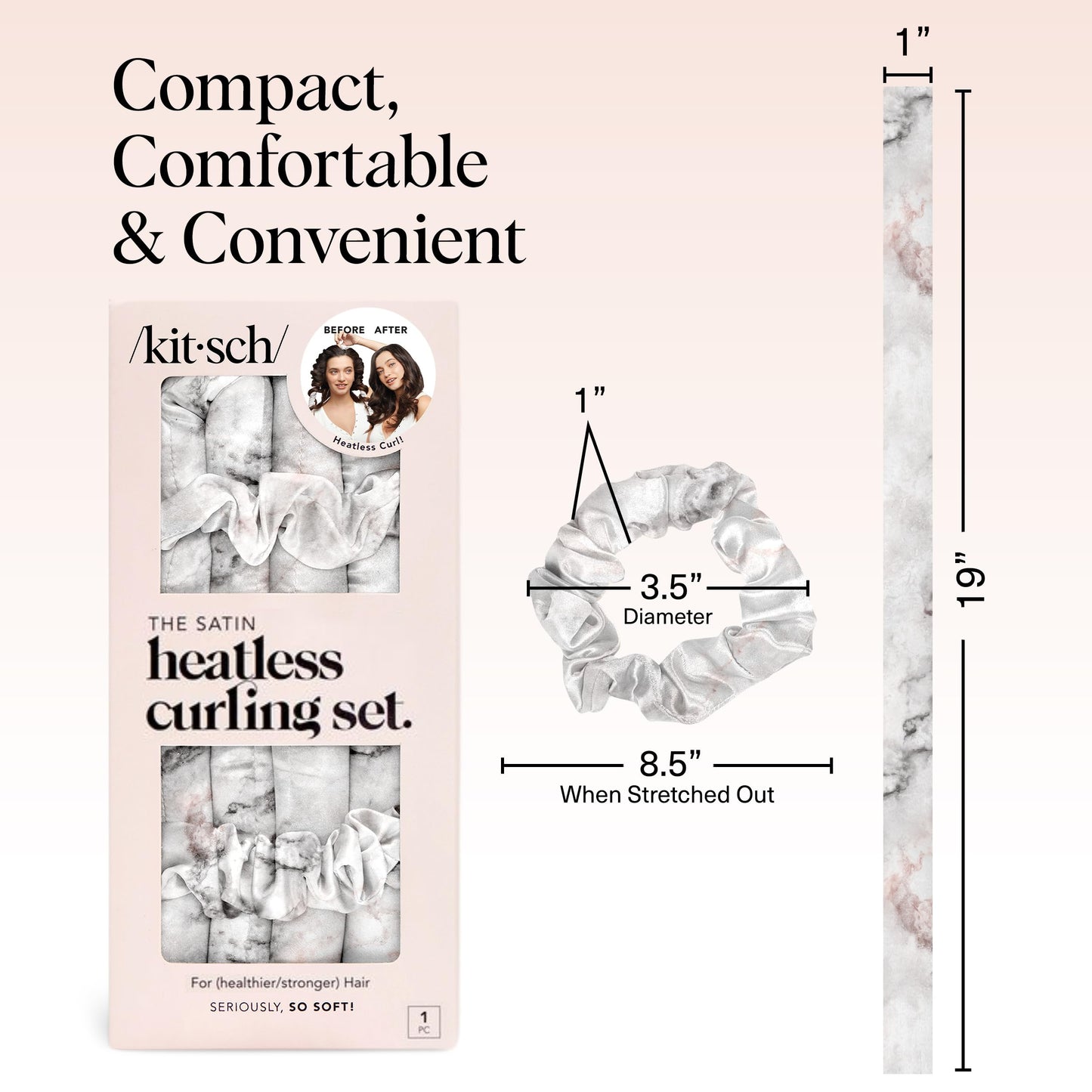 Kitsch Heatless Curling Set - Overnight Curls with Satin Hair Curler & Scrunchies