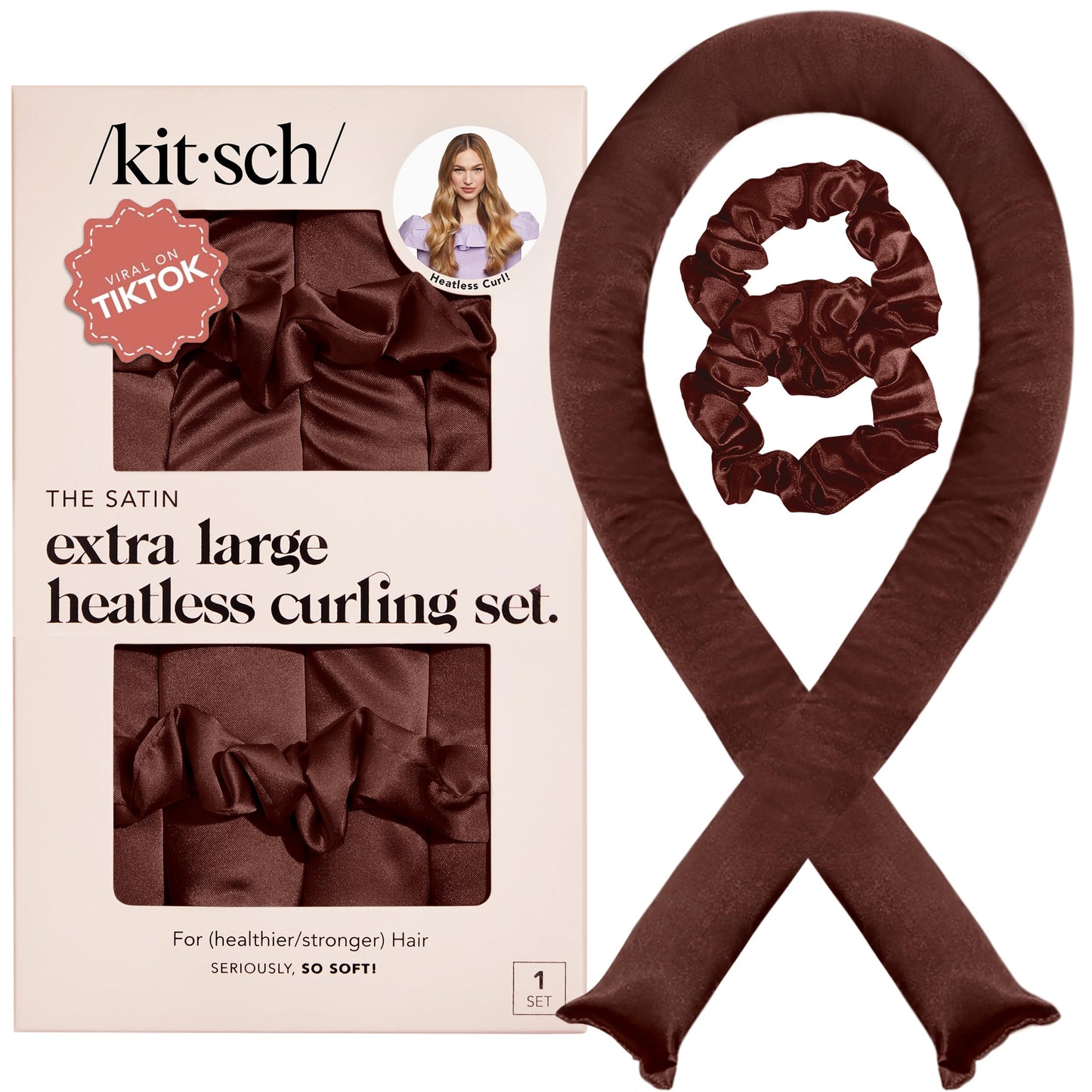 Kitsch Heatless Curling Set - Overnight Curls with Satin Hair Curler & Scrunchies