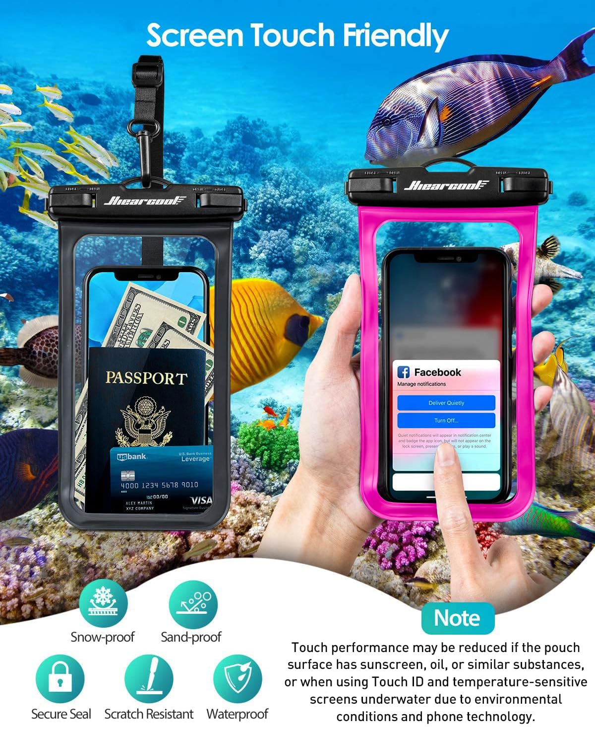 Waterproof Phone Pouch 2-Pack - IPX8 Dry Bag for iPhone & Android (8.3")