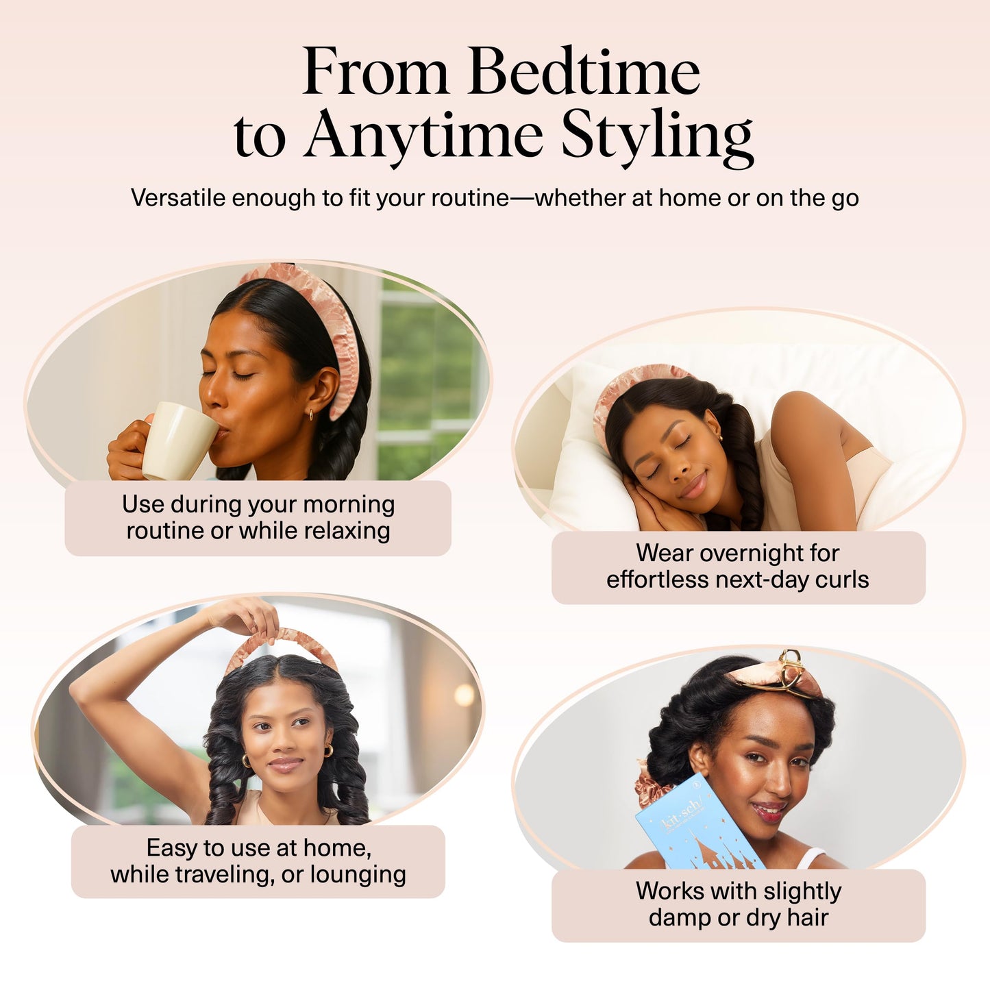 Kitsch Heatless Curling Set - Overnight Curls with Satin Hair Curler & Scrunchies