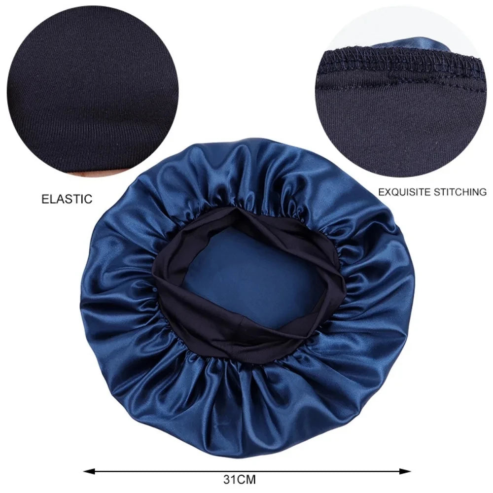 Satin Sleep Bonnet - Wide-Brimmed Hair Care Cap for Women & Men