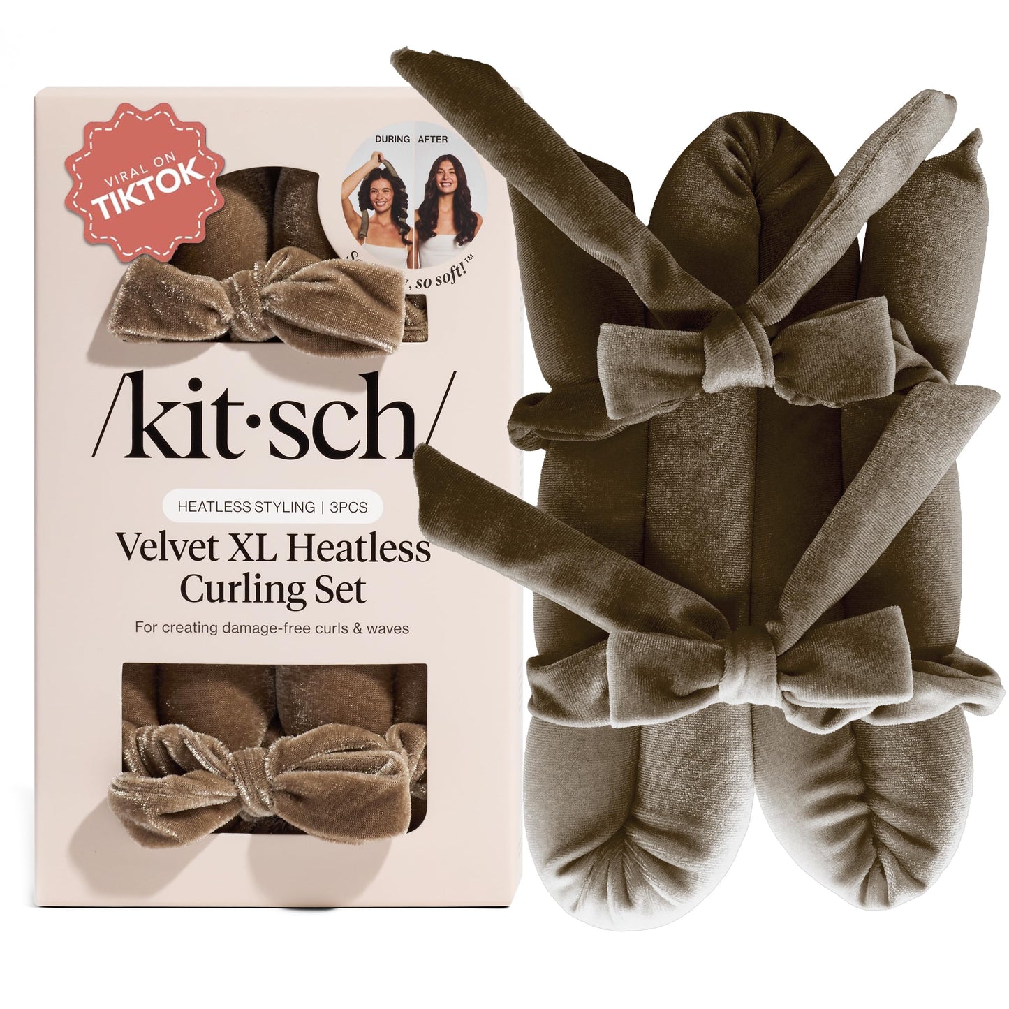 Kitsch Heatless Curling Set - Overnight Curls with Satin Hair Curler & Scrunchies