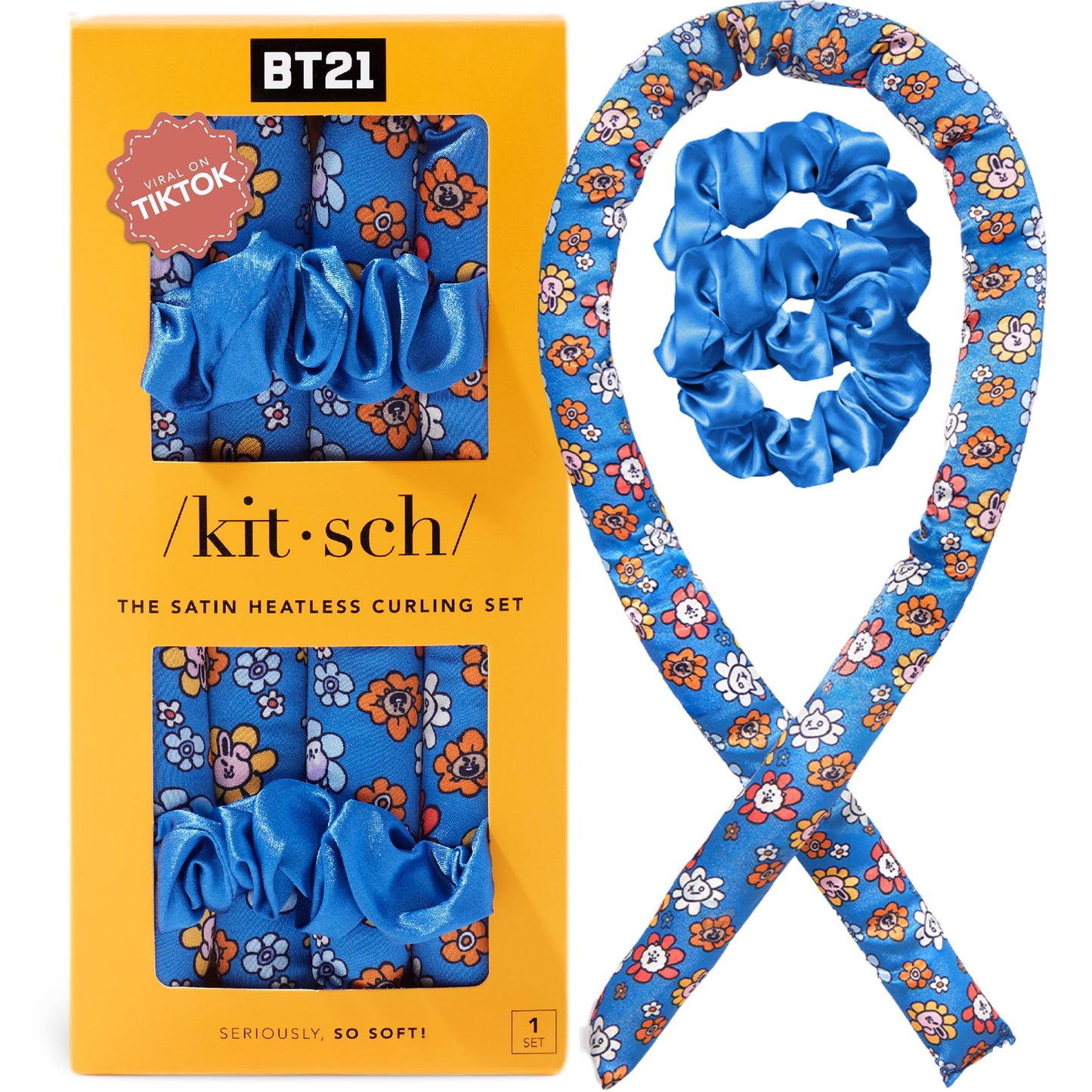 Kitsch Heatless Curling Set - Overnight Curls with Satin Hair Curler & Scrunchies