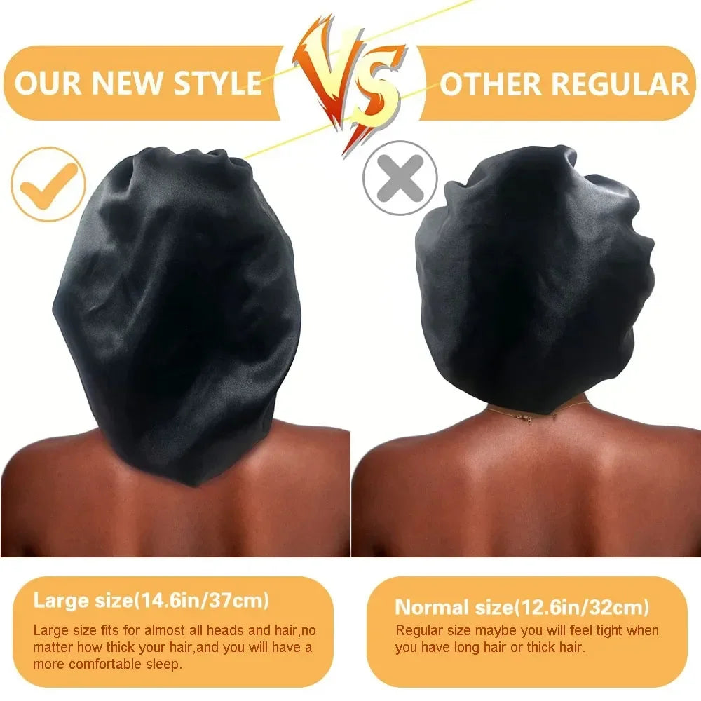 Satin Sleep Bonnet - Wide-Brimmed Hair Care Cap for Women & Men
