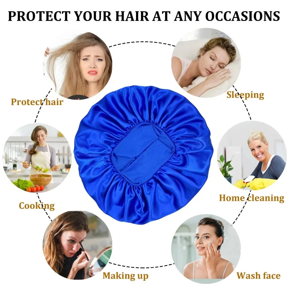 Satin Sleep Bonnet - Wide-Brimmed Hair Care Cap for Women & Men