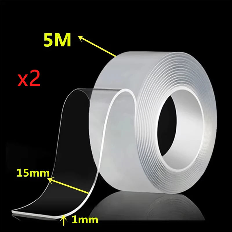 Super Strong Nano Double Sided Adhesive Tape Waterproof Transparent Traceless Tape  Reusable Decorative Office Tape Home Tools