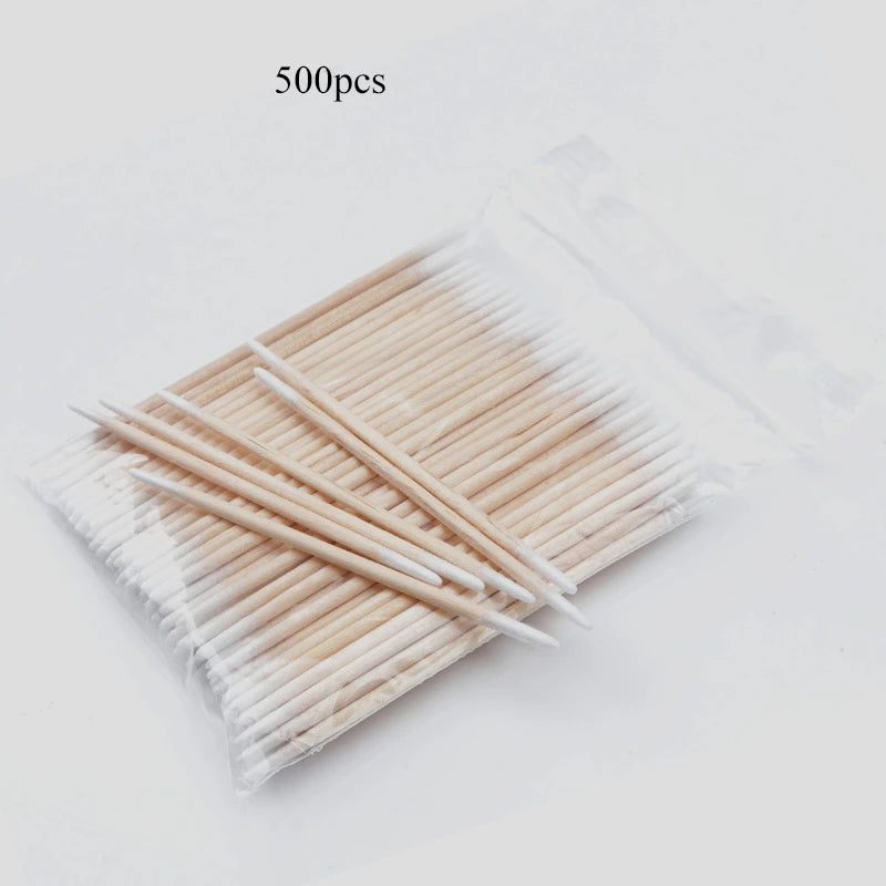Cotton Swabs 300/500 Pack - Double-Tipped Wood Stick Applicators