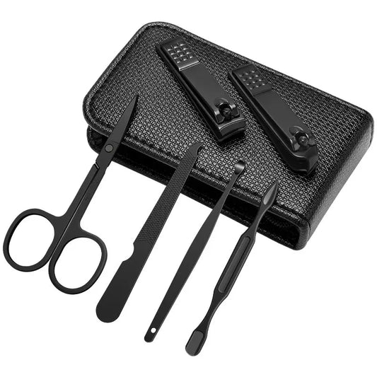 6-Piece Nail Care & Grooming Set - Stainless Steel Scissors, Clippers & Ear Pick