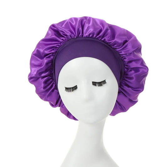 Satin Sleep Bonnet - Wide-Brimmed Hair Care Cap for Women & Men
