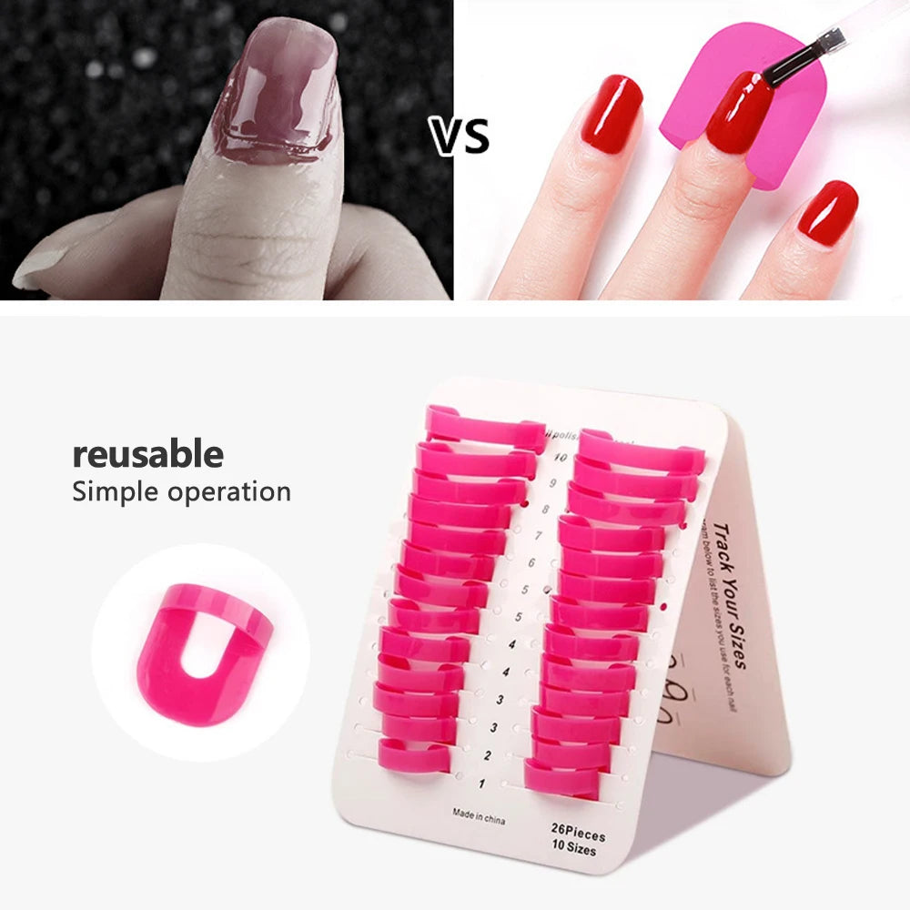Nail Polish Protector 26-Pack - U-Shaped Guards for Clean Manicures