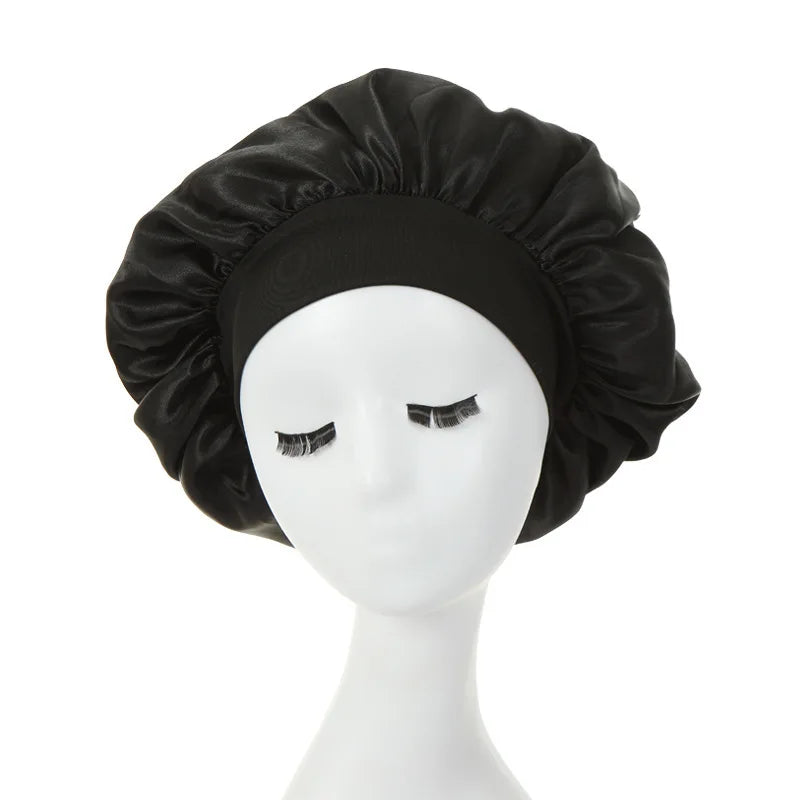 Satin Sleep Bonnet - Wide-Brimmed Hair Care Cap for Women & Men