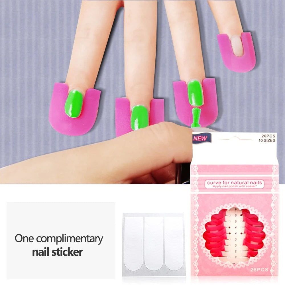 Nail Polish Protector 26-Pack - U-Shaped Guards for Clean Manicures