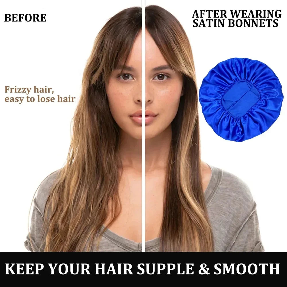 Satin Sleep Bonnet - Wide-Brimmed Hair Care Cap for Women & Men