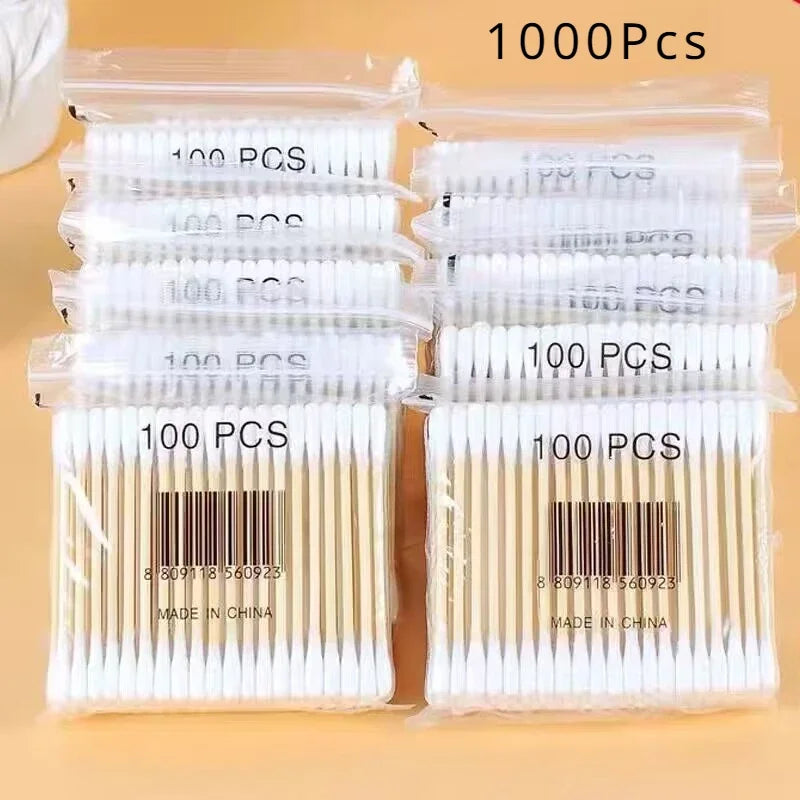 Cotton Swabs 300/500 Pack - Double-Tipped Wood Stick Applicators
